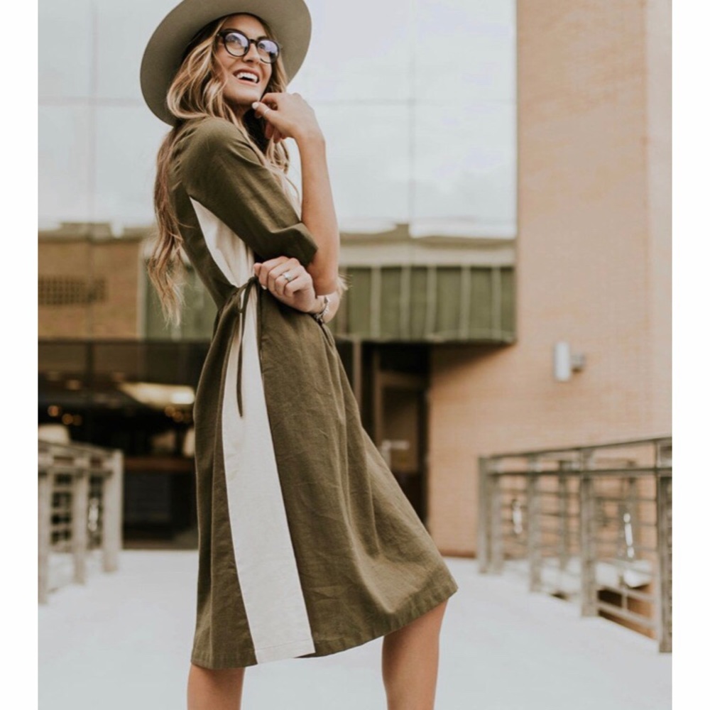 NWT olive and cream Roolee dress